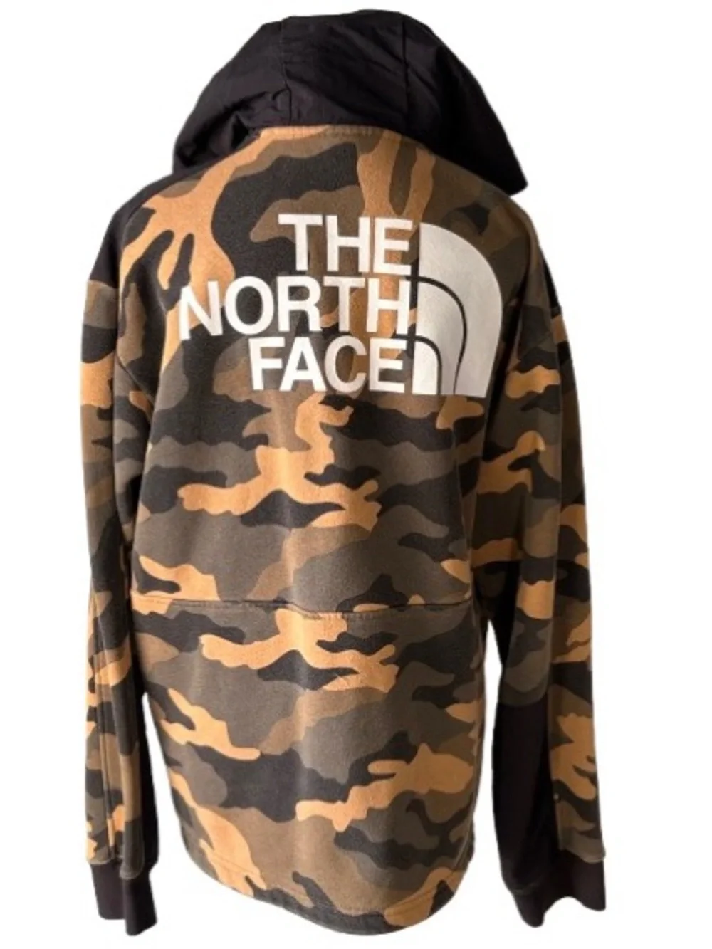 Men’s North Face Woodland Camo Graphic Fleece Hoodie; Half Zip Front. Sz-Small